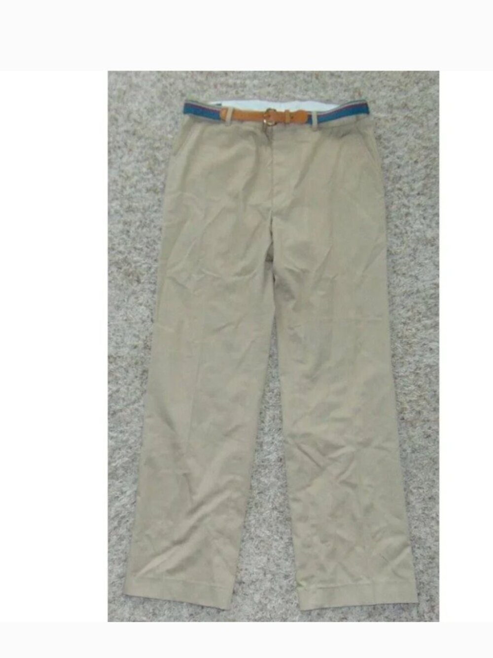 Botany 500 Dress Pants Mens 34x32 Khaki Easy Care Flat Front Belted Khakis